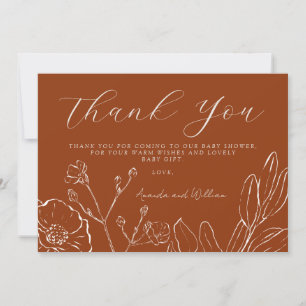 Thank You Elegant Burnt Orange Botanical Leaves 