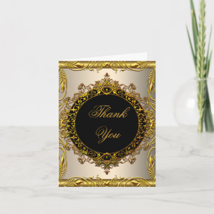 Thank You Elegant Cream Beige Gold Black Card