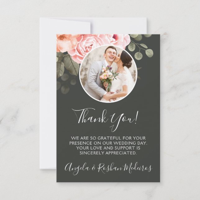 Thank You Elegant Floral Botanical Wedding Card (Front)
