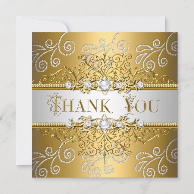 Thank You Elegant Gold Silver Lace Diamond (Front)