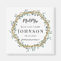 Thank You Elegant Greenery Magnets for Wedding