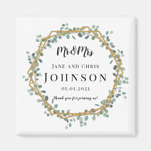 Thank You Elegant Greenery Magnets for Wedding