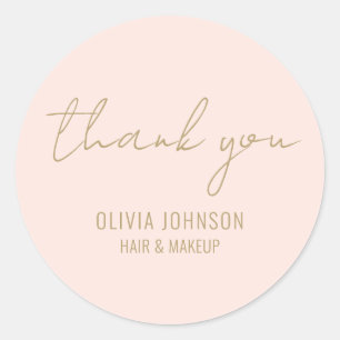 Thank You Elegant Handwriting Blush Pink   Classic Round Sticker