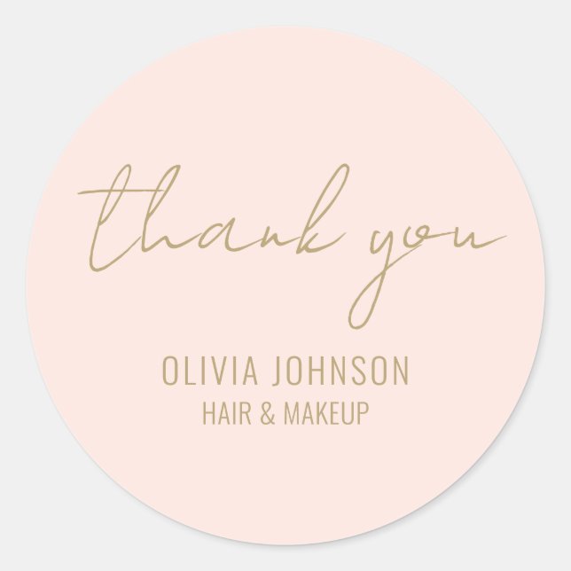 Thank You Elegant Handwriting Blush Pink   Classic Round Sticker (Front)