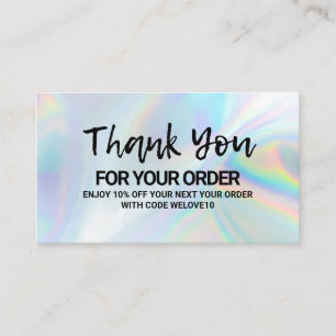 Thank you Elegant Holographic instagram Discount Business Card