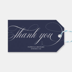 Thank You - Elegant Navy Blue Wedding Favour Tags