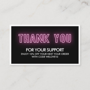 Thank you Elegant Neon Trendy Instagram Discount Business Card