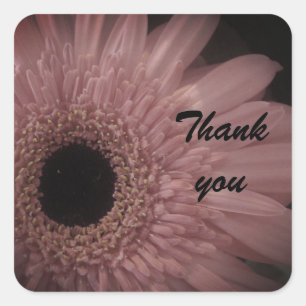 Thank You Elegant Pale Pink Flower Photo Floral Square Sticker