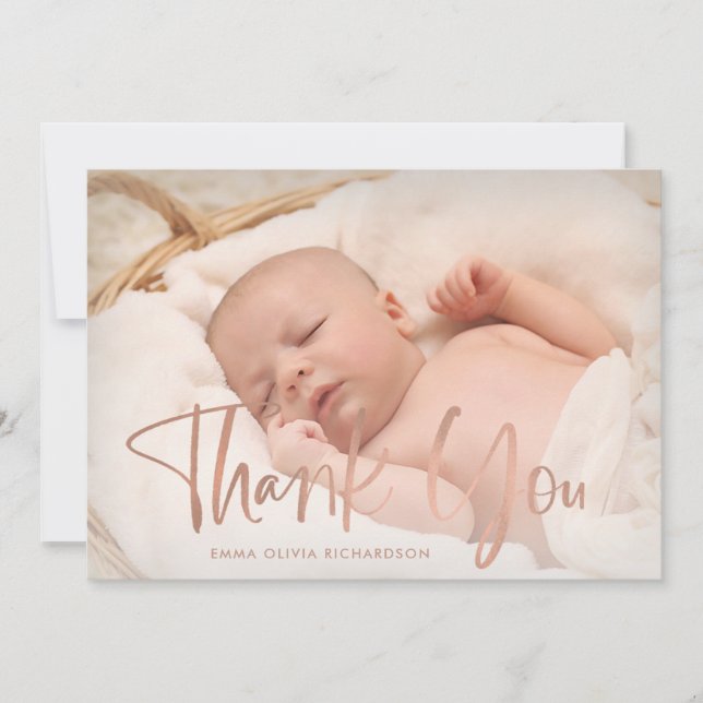 Thank You | Elegant Photo Birth Announcement (Front)