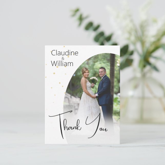Thank You Elegant Photo Chic Modern Wedding  Postcard (Standing Front)