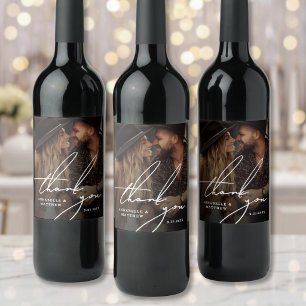 Thank You Elegant Photo Wine Label