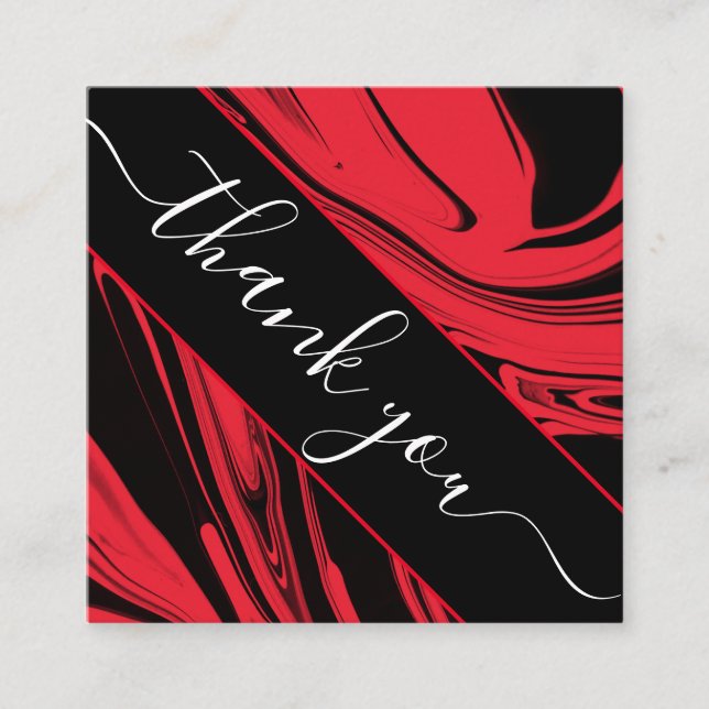 Thank You Elegant Red & Black Marble Social Media  Square Business Card (Front)