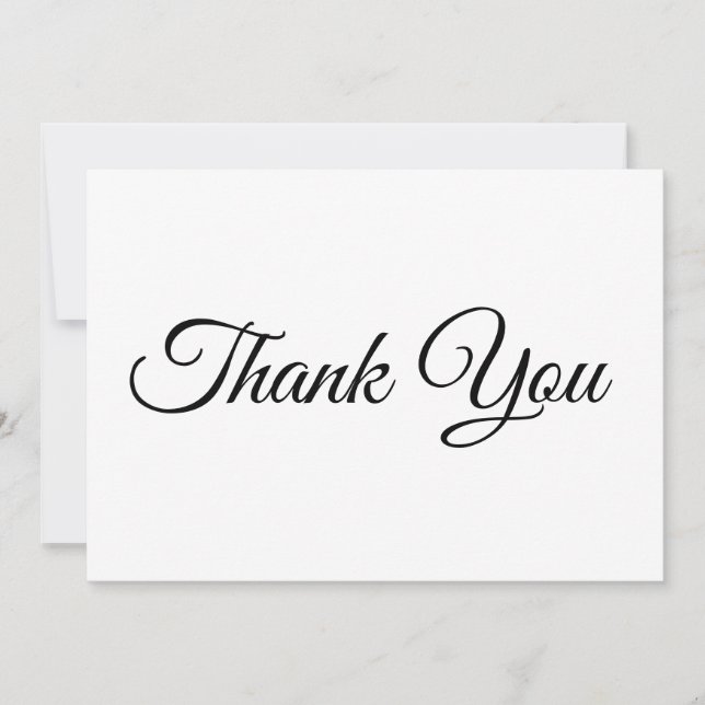 Thank You elegant script black white note card (Front)