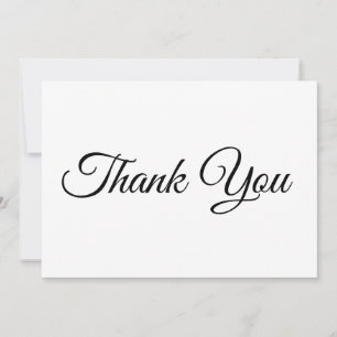 Thank You elegant script black white note card