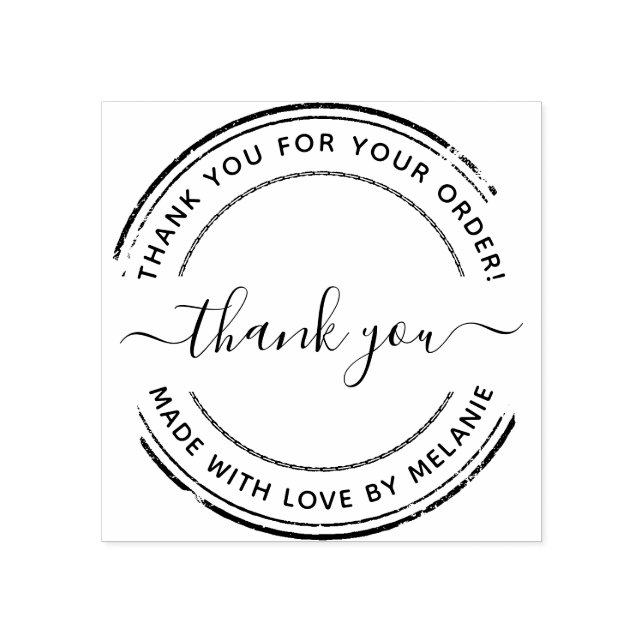 Thank You Elegant Script Circle Text Rubber Stamp (Imprint)