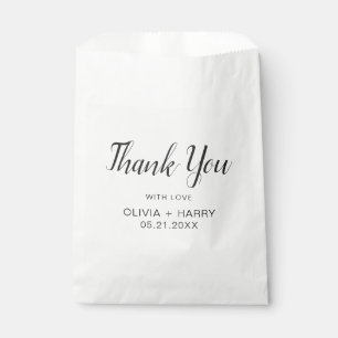 Thank You Elegant Script Modern White Wedding Favour Bags