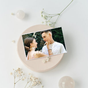 Thank You Elegant Script Photo Wedding Postcard
