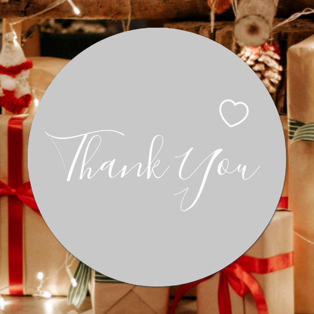 Thank You Elegant Script Text Custom Colour Classic Round Sticker (Creator Uploaded)
