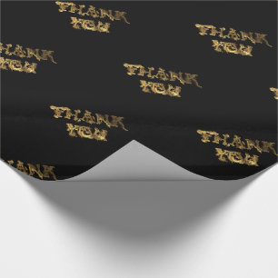 Thank You Elegant Thanks Black and Gold Typography Wrapping Paper