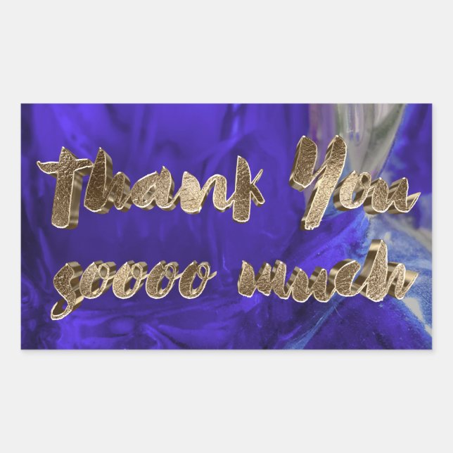 Thank You Elegant Thanks Purple Gold Typography Rectangular Sticker (Front)