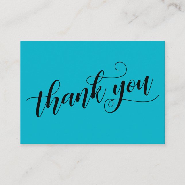 Thank You Elegant Typography Blue Wedding Favour Enclosure Card (Front)