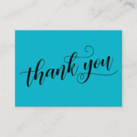 Thank You Elegant Typography Blue Wedding Favour