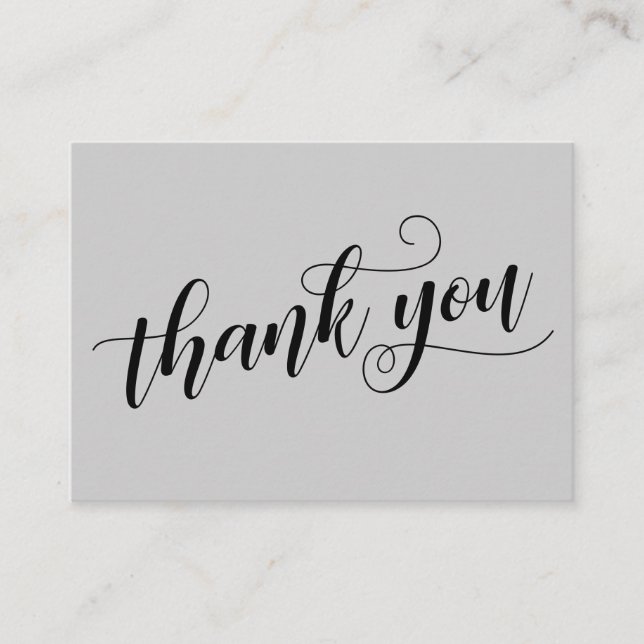 Thank You Elegant Typography Grey Wedding Favour Enclosure Card (Front)