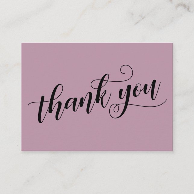 Thank You Elegant Typography Mauve Wedding Favour Enclosure Card (Front)