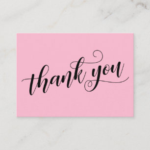 Thank You Elegant Typography Pink Wedding Favour Enclosure Card