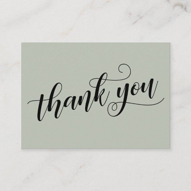 Thank You Elegant Typography Sage Wedding Favour Enclosure Card (Front)