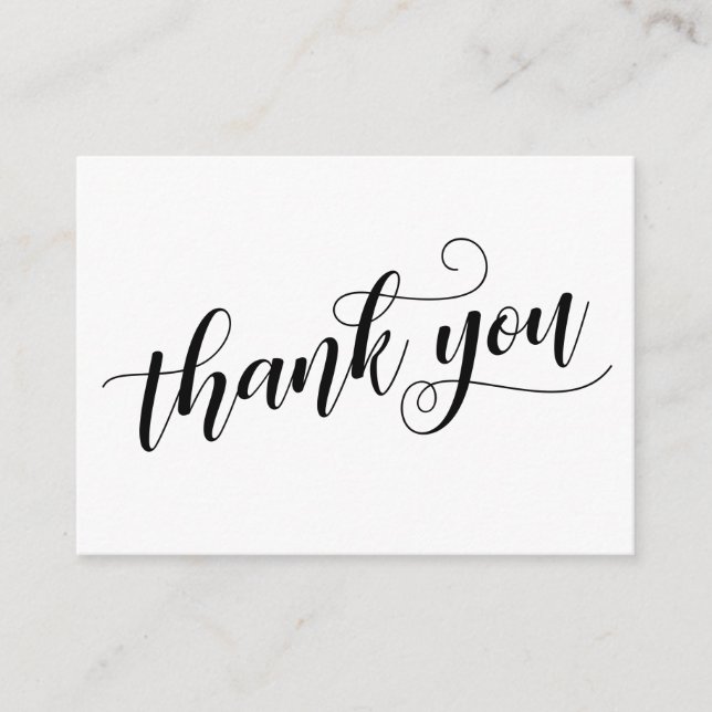 Thank You Elegant Typography Wedding Favour Enclosure Card (Front)