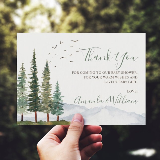 Thank You Elegant Woodland Baby Shower  Card (Creator Uploaded)