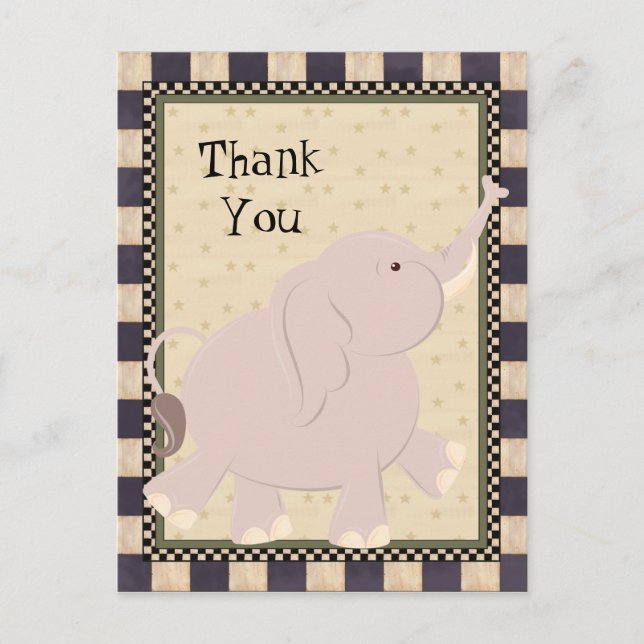 Thank You Elephant Cartoon Postcard (Front)
