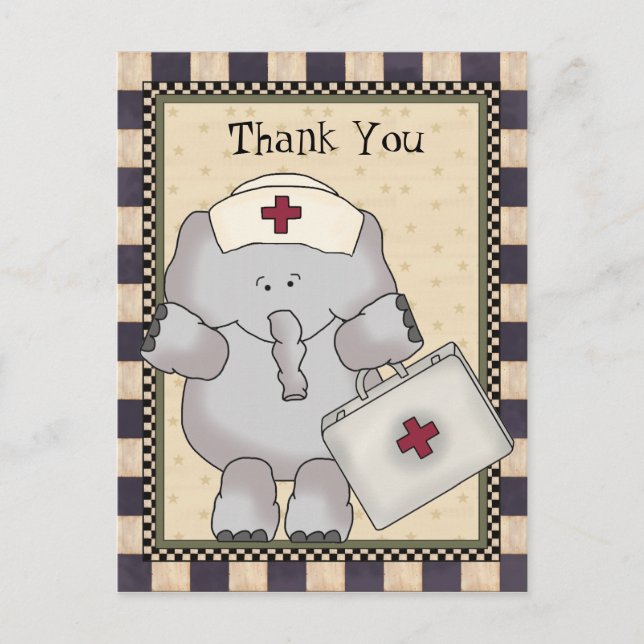 Thank You Elephant Nurse postcard (Front)