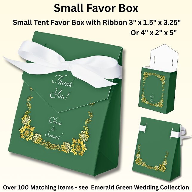 Thank You, Emerald Green & Gold Wedding  Favour Box (Creator Uploaded)