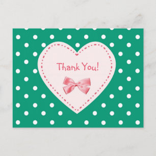 Thank You Emerald Green Heart Postcard