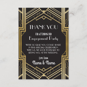 Thank You Engagement Wedding 1920s Party Cards