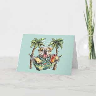 Thank You English Bulldog In Hawaiian Top Card