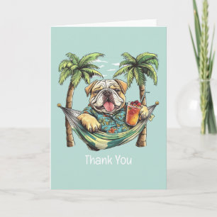 Thank You English Bulldog In Hawaiian Top Card