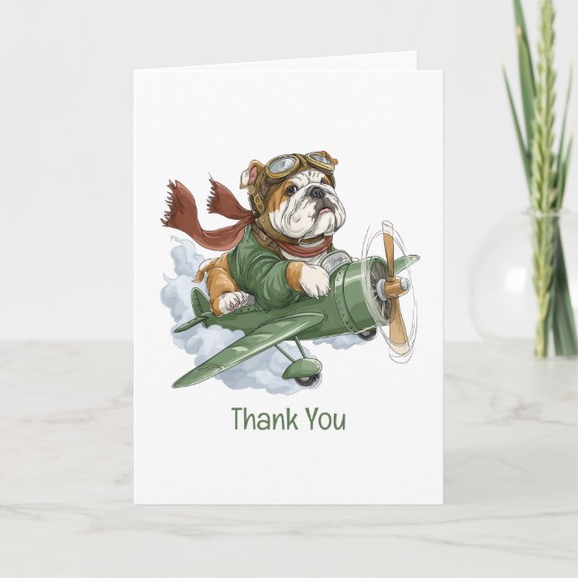Thank You English Bulldog Pilot Aeroplane (Front)