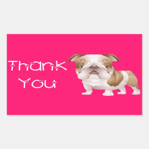 Thank You English Bulldog Puppy Dog Pink Stickers