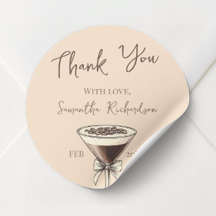 Thank You Espresso Cocktail 30th Birthday Favour Classic Round Sticker