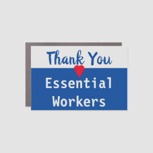 Thank You Essential Workers Blue and Grey Car Magnet