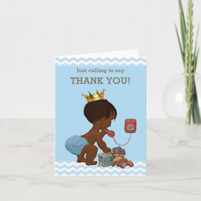 Thank You Ethnic Prince on Phone Baby Shower Card (Front)