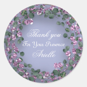 Thank You Eucalyptus Birthday Bridal Rosse Blue Classic Round Sticker