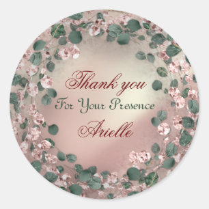 Thank You Eucalyptus Birthday Bride Greenery Blush Classic Round Sticker