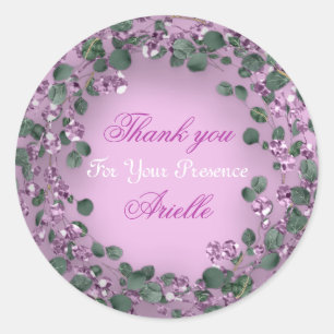 Thank You Eucalyptus Birthday Bride Pink Green Classic Round Sticker