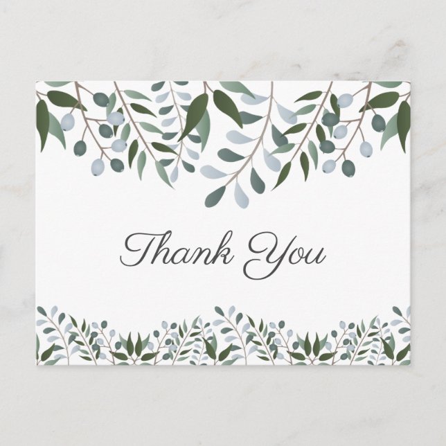 Thank You Eucalyptus Greenery Floral Postcard (Front)