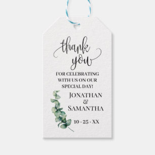 Thank you eucalyptus wedding favour tag