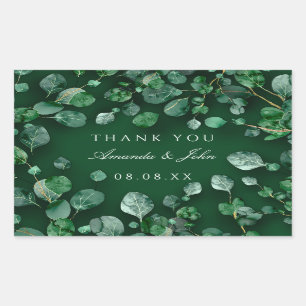 Thank You Eucalyptus Woodland Rustic Wedding Green Rectangular Sticker